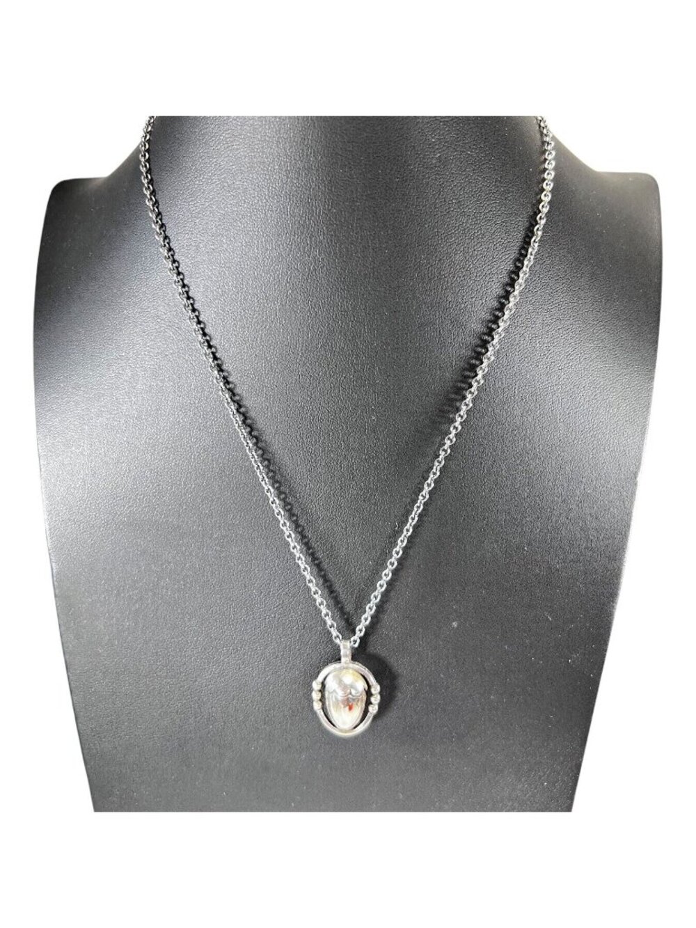 Vtg Georg Jensen Sterling 925 Silver Acorn Pendant Necklace Beaded Denmark Chain